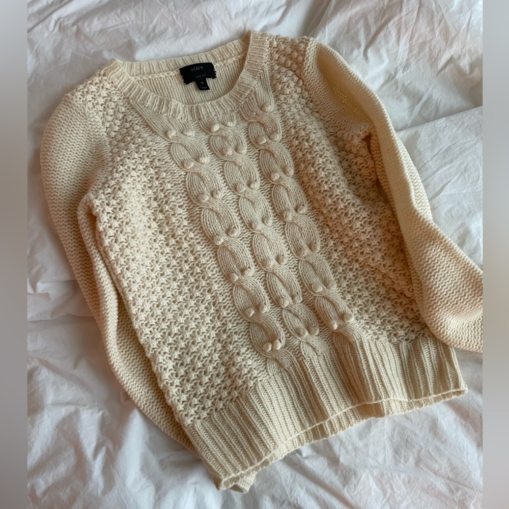 J.Crew Size XS Cream Hand Knit Sweater